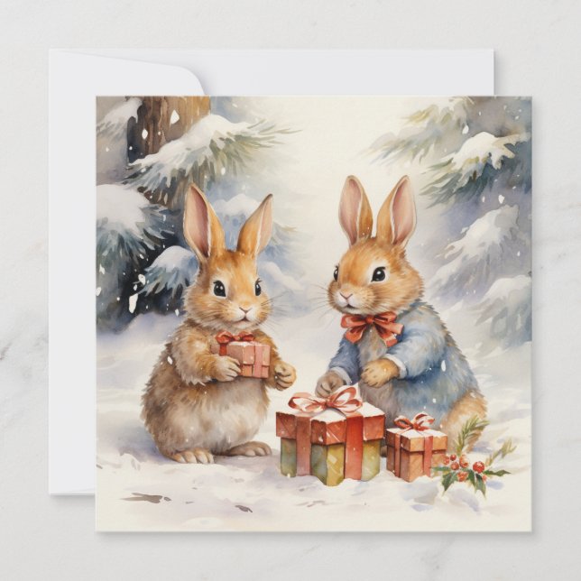 Merry Christmas Rabbit Card (Front)
