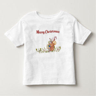 Merry Christmas Rabbit Teasing Bunny Holiday Scene Toddler T-Shirt