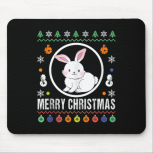 Merry Christmas Rabbit Ugly Sweater Xmas Knit Tank Mouse Pad