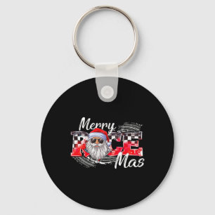 Merry Christmas Race Car Xmas Racing Santa Claus P Key Ring