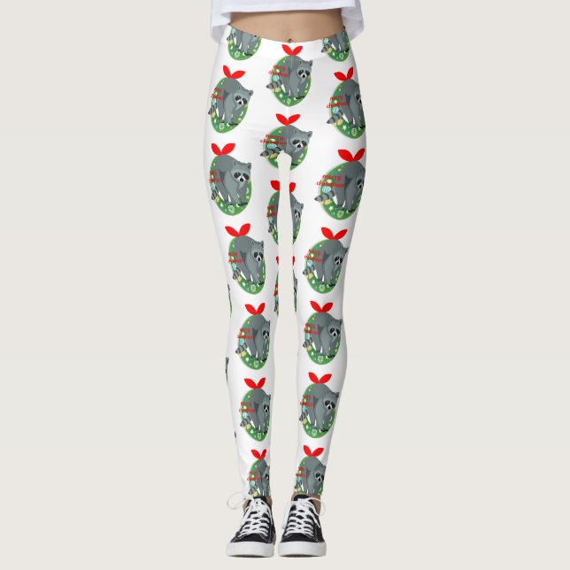merry christmas racoon leggings (Front)