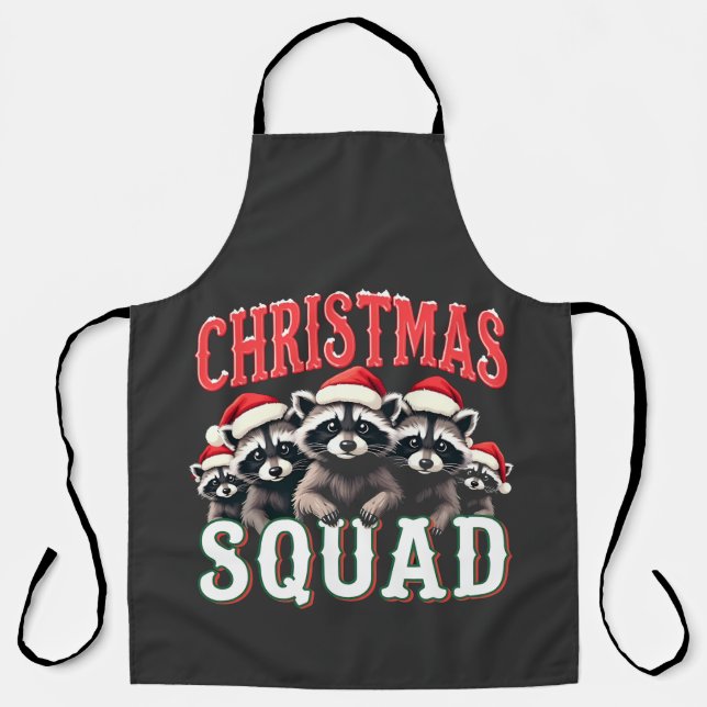 Merry Christmas Racoon Santa Hat Lovers  Apron (Front)