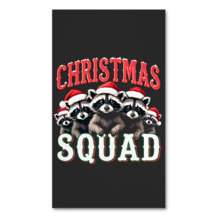 Merry Christmas Racoon Santa Hat Lovers Magnetic Business Card