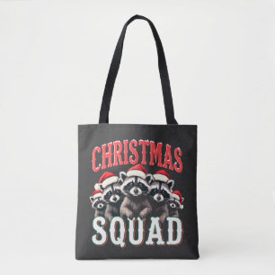Merry Christmas Racoon Santa Hat Lovers Tote Bag