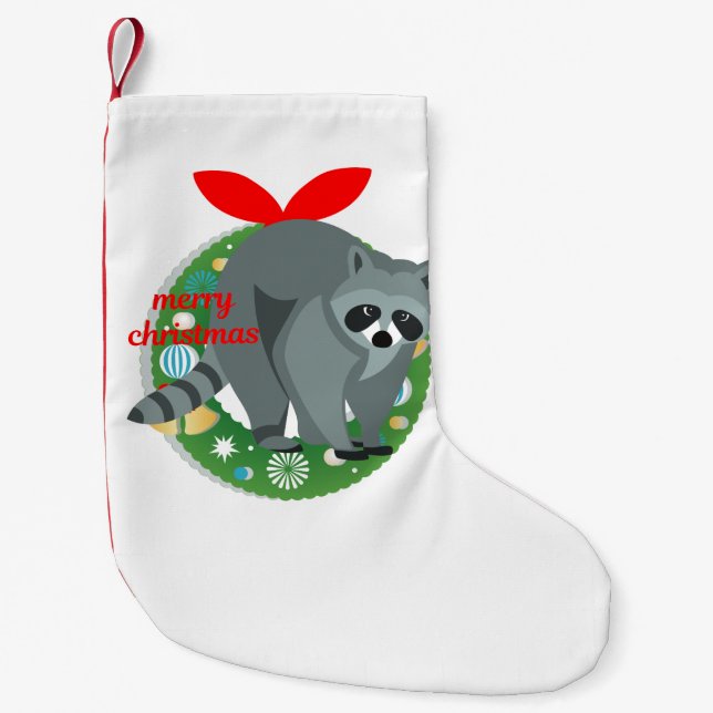 merry christmas racoon stocking (Front)
