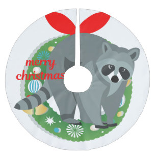 merry christmas racoon tree skirt