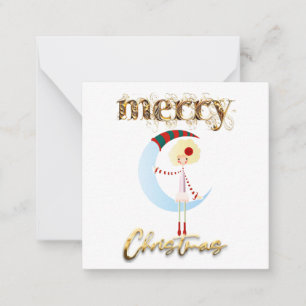 Merry Christmas Rag Doll on Moon Card
