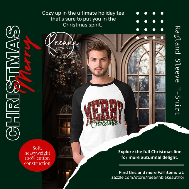 Merry Christmas Ragland Sleeve T-Shirt (Creator Uploaded)