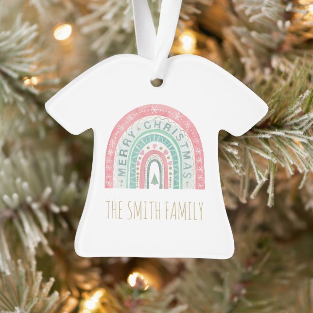 Merry Christmas Rainbow Art Family Names Year Ornament (Tree)