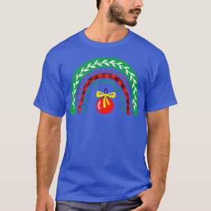 Merry Christmas Rainbow Buffalo Red Plaid For Men T-Shirt