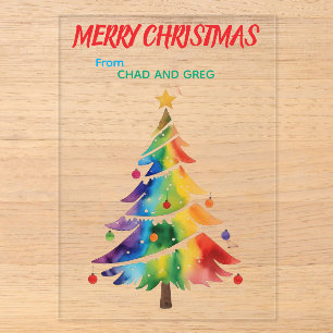 Merry christmas rainbow card personalise acrylic invitations