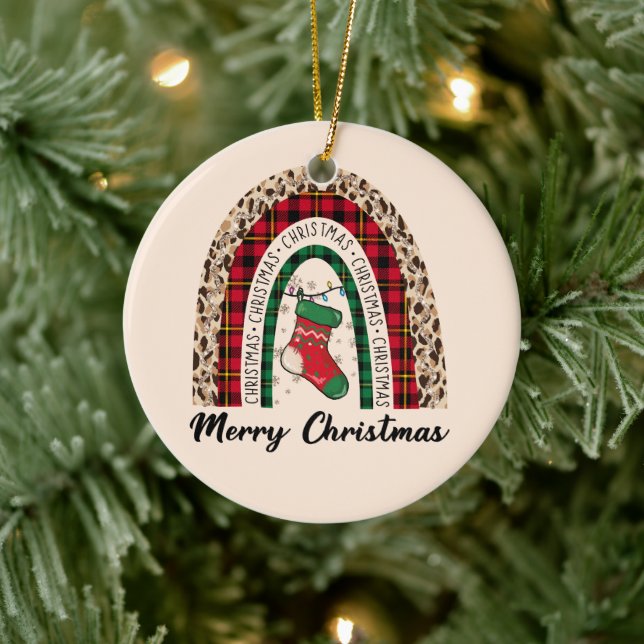 Merry Christmas Rainbow Ceramic Tree Decoration (Tree)
