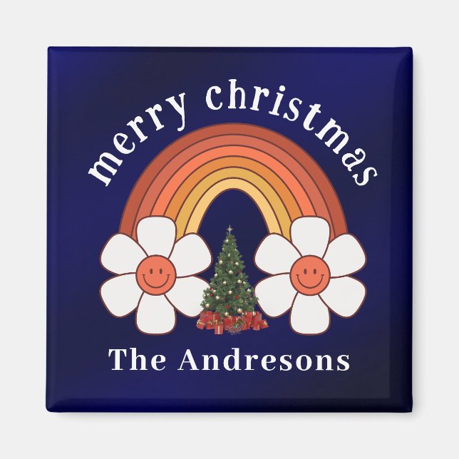 Merry Christmas Rainbow Personalised  Magnet (Front)