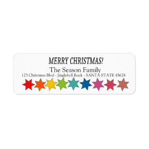 Merry Christmas Rainbow stars holiday label