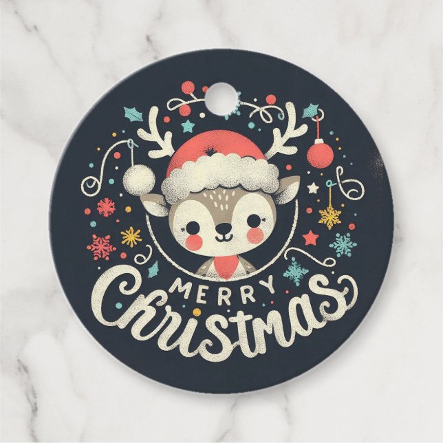 Merry Christmas Raindeer Favour Tags (Front)