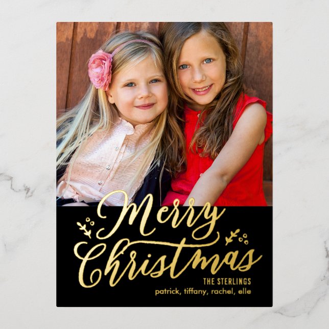 Merry Christmas Real Foil Holiday Postcard (Front)