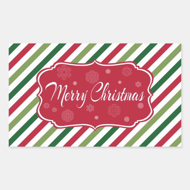 Merry Christmas Rectangular Sticker (Front)