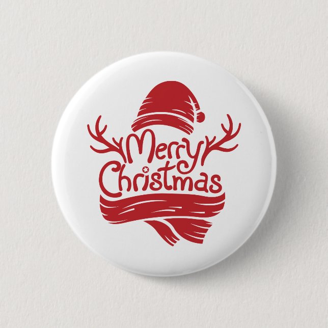 Merry Christmas red 6 Cm Round Badge (Front)