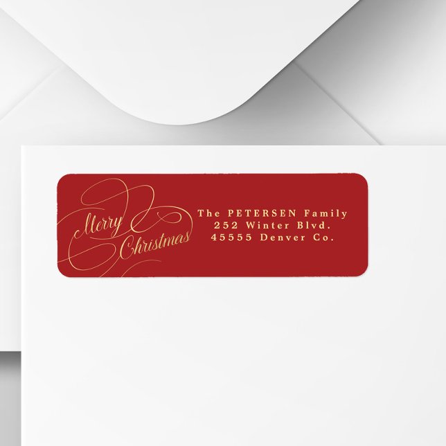 Merry Christmas red and gold return address  (Creator Uploaded)