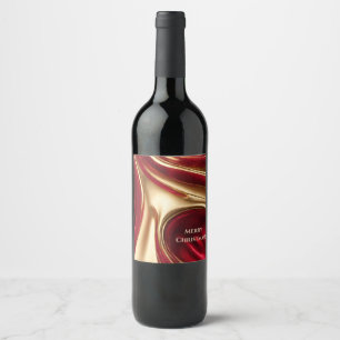 Merry Christmas- Red and Gold Wine Label