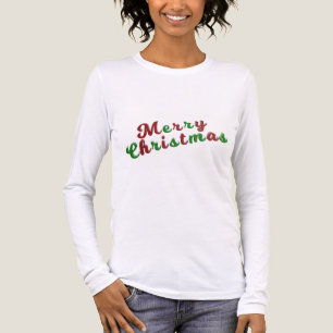 Merry Christmas, red and green holiday script, Tri-Blend Shirt