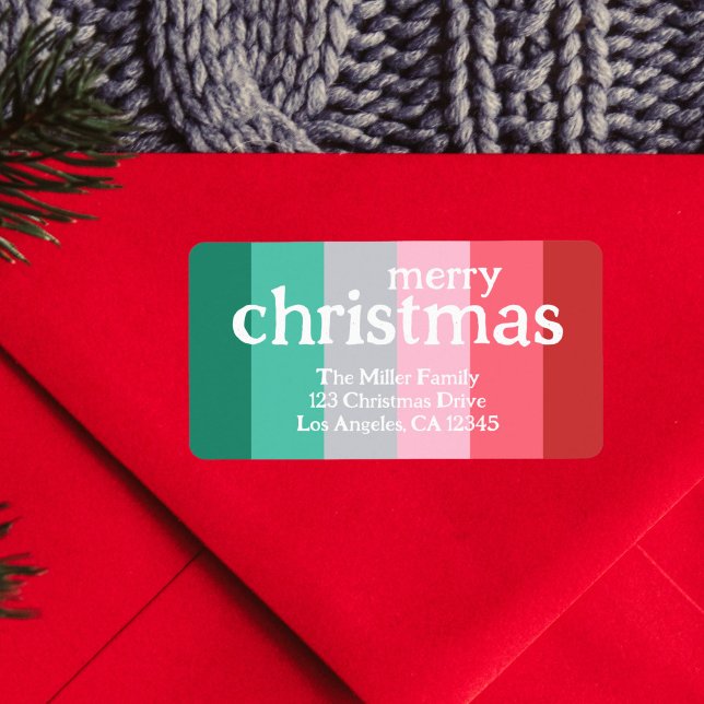 Merry Christmas red and green Label (christmas return label)