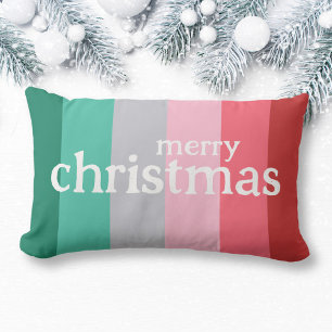 Merry Christmas red and green Lumbar Cushion