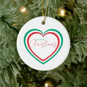 Merry Christmas Red and Green Modern Ceramic Tree Decoration