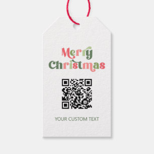 Merry Christmas Red and Green QR Code Gift Tags