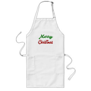 Merry Christmas red and green script Long Apron
