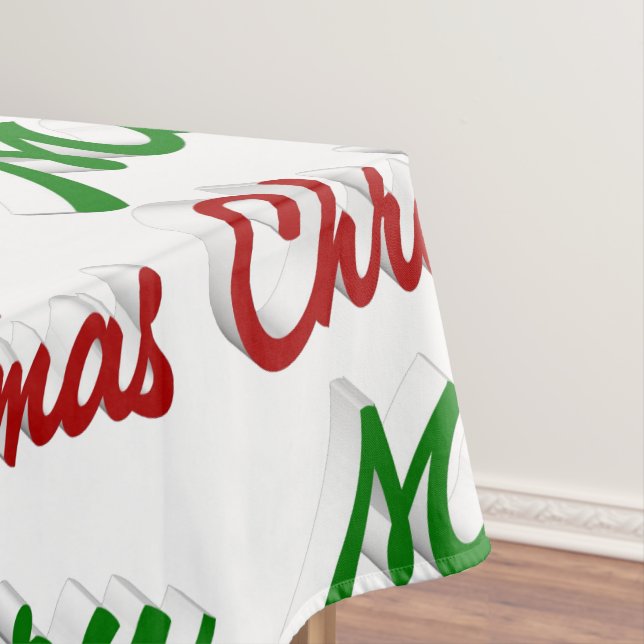 Merry Christmas red and green script Tablecloth (In Situ)