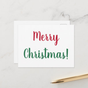 Merry Christmas Red and Green Script Typography Holiday Postcard