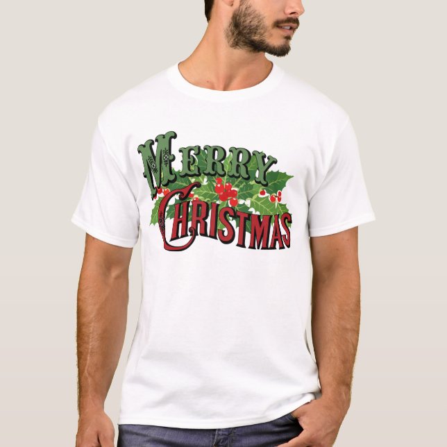 Merry Christmas Red and Green T-Shirt (Front)