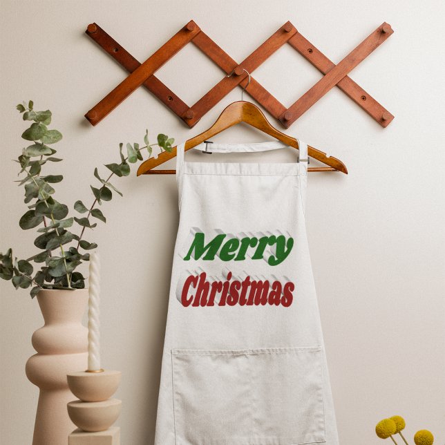 Merry Christmas red and green text  Long Apron (Creator Uploaded)
