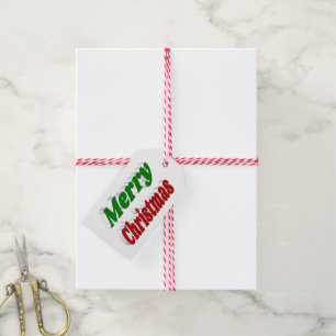 Merry Christmas red and green typography Gift Tags