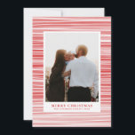 Merry Christmas. Red and pink. Modern striped Holiday Card<br><div class="desc">Modern Christmas photo card. Contact me,  please,  if you need additional items.</div>