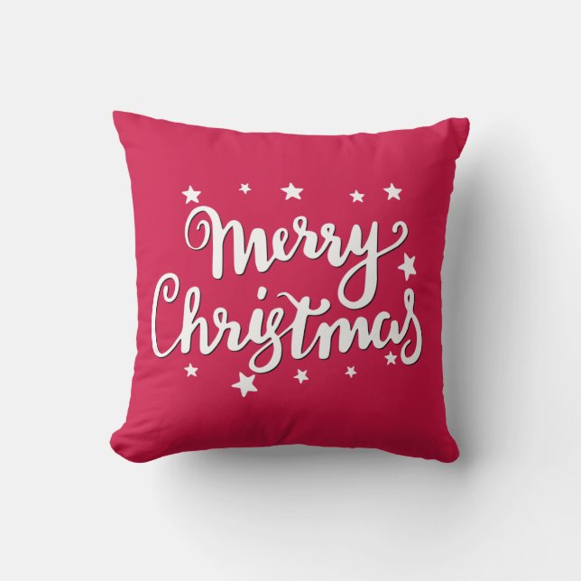 Merry Christmas Red and White Cushion (Front)