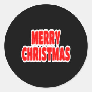 Merry Christmas Red And White Graphic Classic Round Sticker