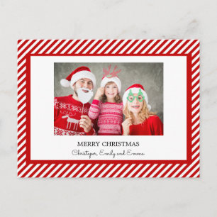 Merry Christmas Red and White Stripe Photo Card