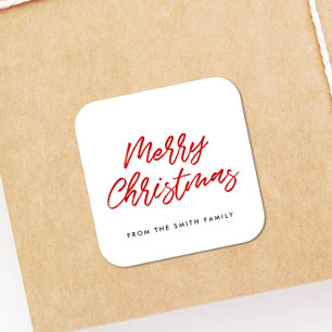 Merry Christmas red and white typography Square Sticker