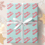 Merry Christmas Red Aqua Retro Holiday Wrapping Paper<br><div class="desc">This Christmas wrapping paper features a MERRY CHRISTMAS design in a retro style font with stars and starbursts.</div>
