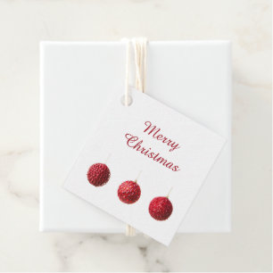 Merry Christmas Red Balls decoration with text Favour Tags