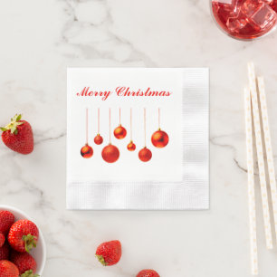 Merry Christmas Red Balls decoration with text Napkin