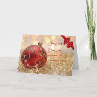 Merry Christmas Red Balls Snowflakes Holiday Card