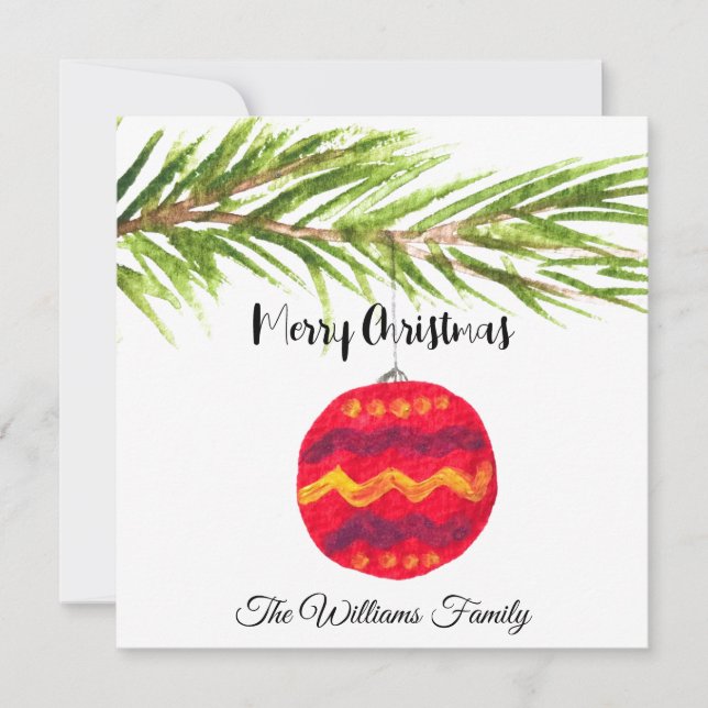 Merry Christmas Red Bauble Xmas Vintage Retro Card (Front)