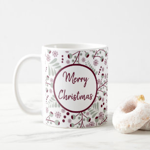 Merry Christmas Red Berries Coffee Mug