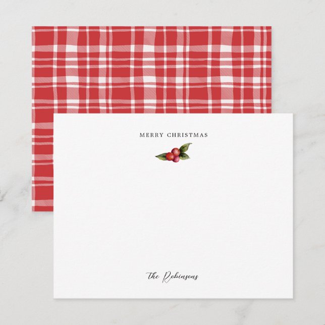 Merry Christmas Red Berries Note Card (Front/Back)