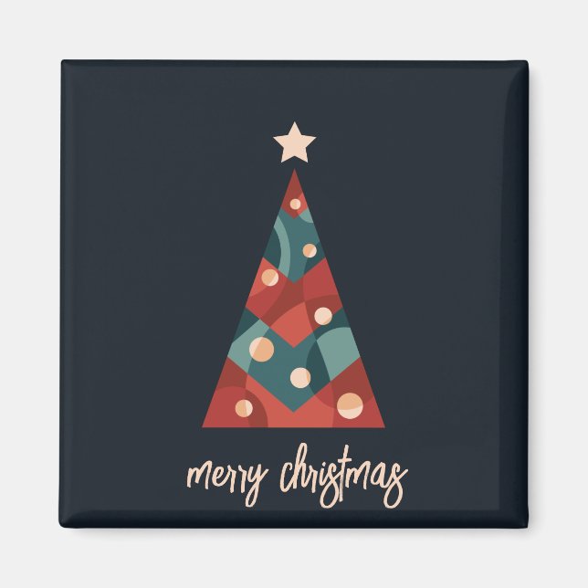 Merry Christmas red blue xmas tree  Magnet (Front)