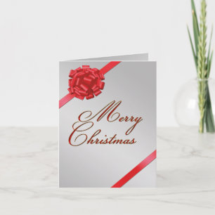 Merry Christmas Red Bow - Greeting Card