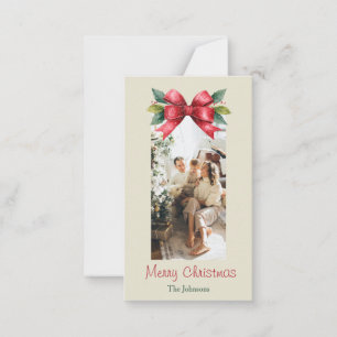 Merry Christmas Red Bow Personalised Photo Card